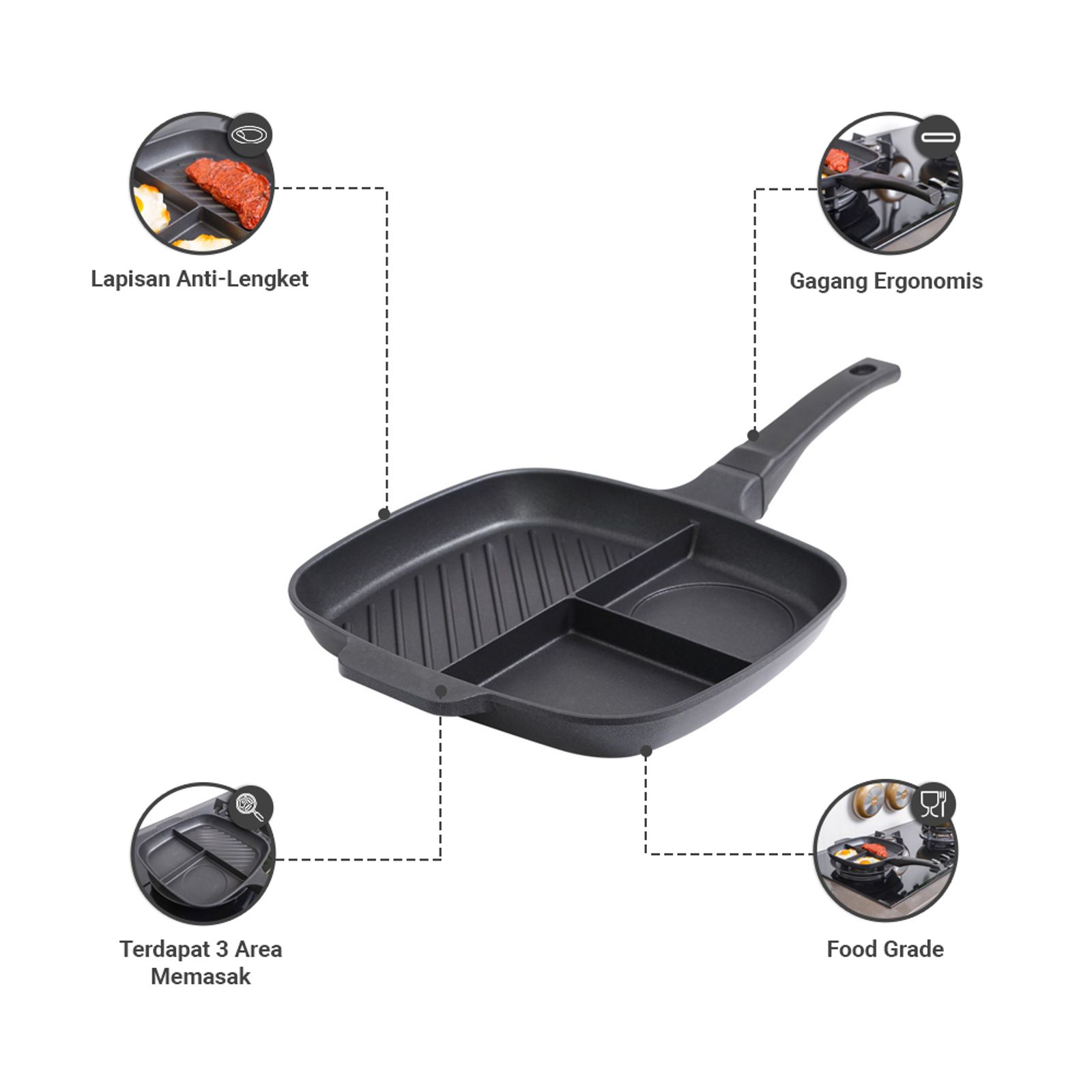 Cooking Color 48x27 cm Thor Wajan Panggang 3In1 - Hitam foto 3