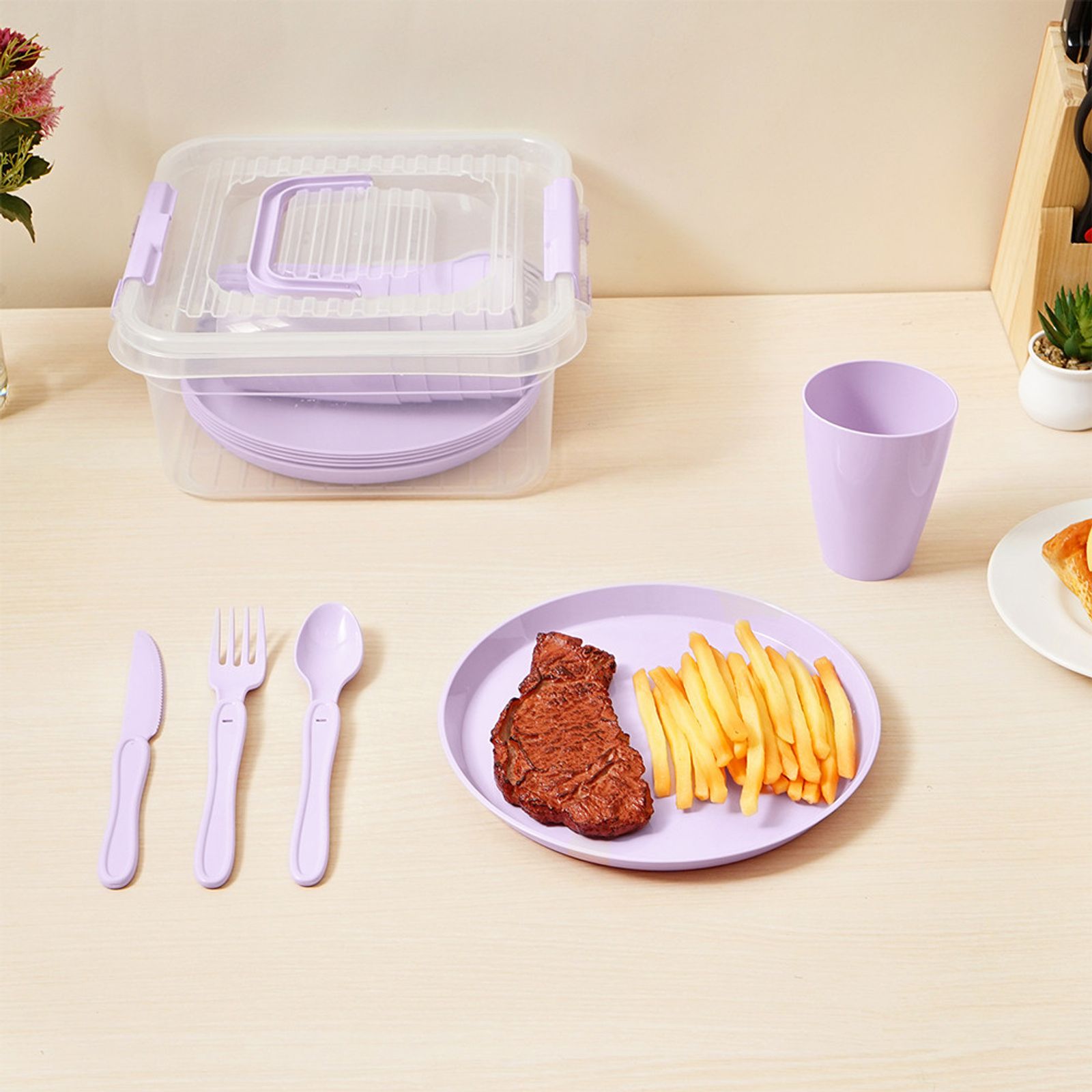 Appetite Set 30 Pcs My Box Picnic Perlengkapan Makan - Ungu foto 3