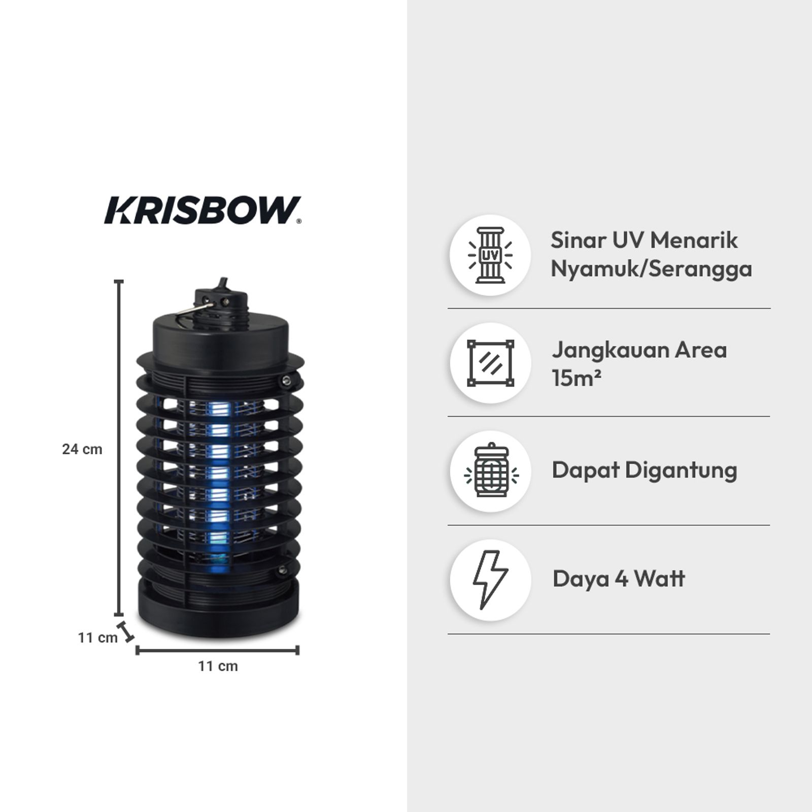 Krisbow Perangkap Nyamuk 4 Watt - Hitam foto 3