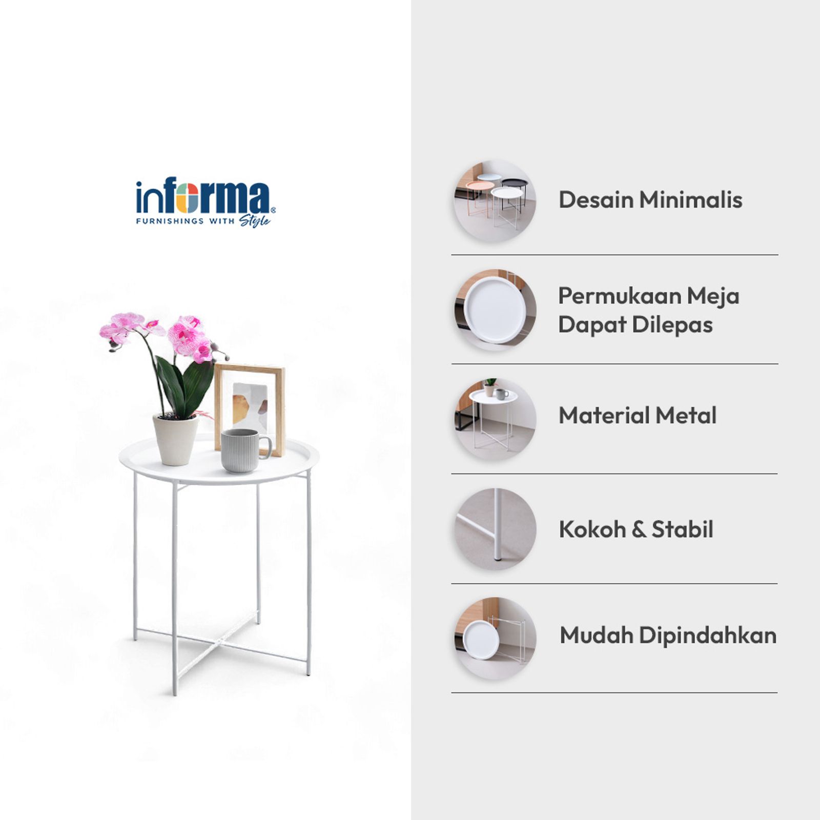 Informa Neo Helios II Meja Sisi - Putih foto 3