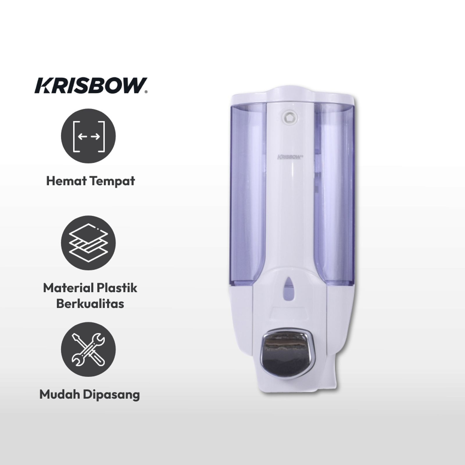 Krisbow 380 Ml Set 2 Pcs Dispenser Sabun Cair - Putih foto 3