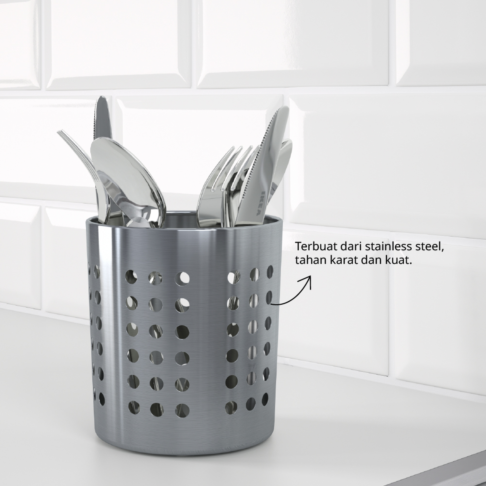 ORDNING - tempat peralatan makan, baja tahan karat, 13.5 cm